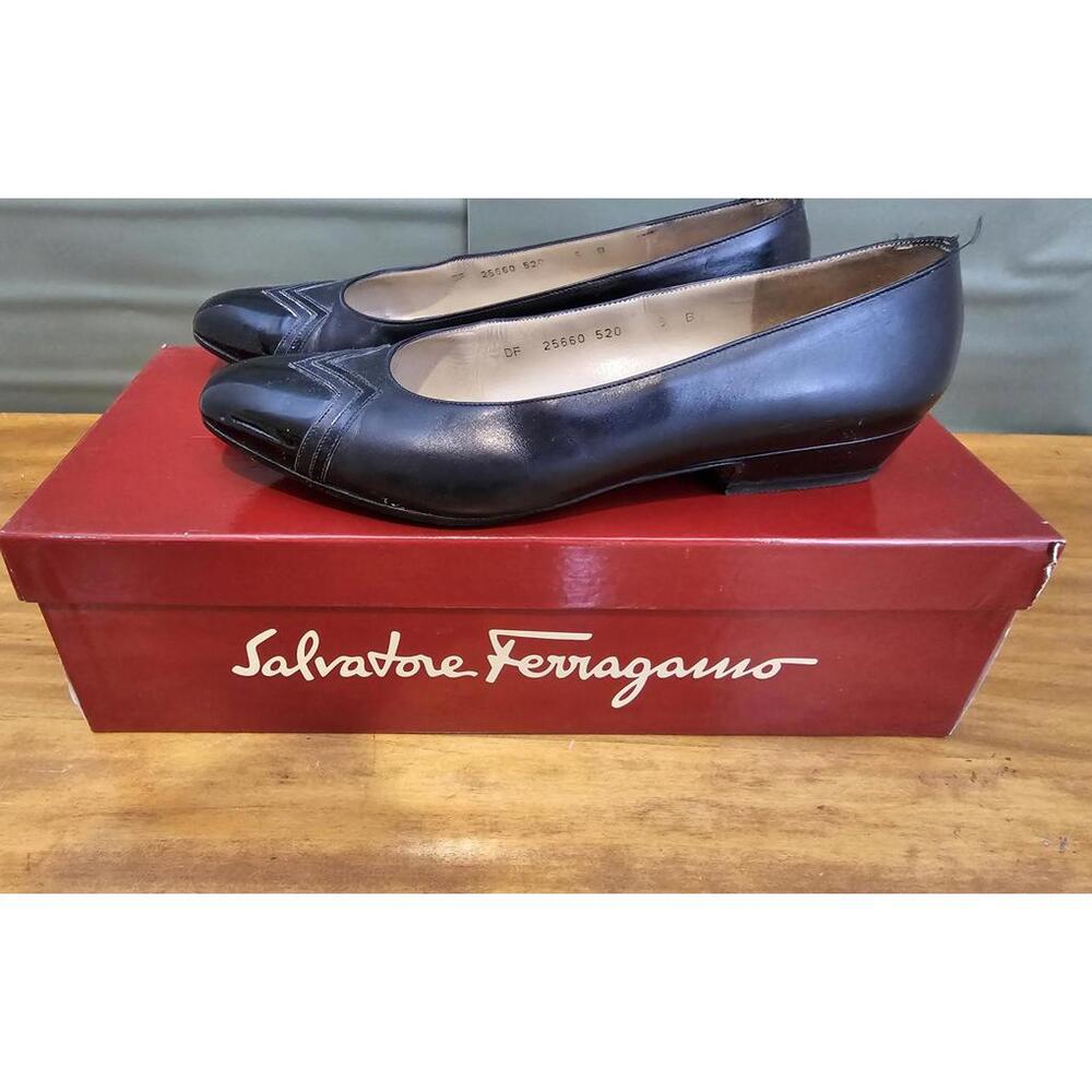 Salvatore Ferragamo Heels Black Womens Size 5 Carlina
